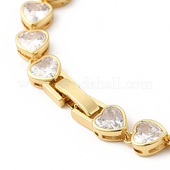Браслет-цепочка с сердечком из прозрачного кубического циркония BJEW-E073-05G