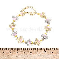 Браслеты-цепочки из латуни с микропаве из прозрачных кубических цирконий для женщин&nbsp;BJEW-A148-01G