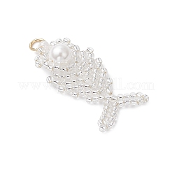 Подвески в виде рыбок из стеклянных бусин&nbsp;PALLOY-MZ00666-02