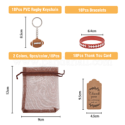 Браслет из силиконового шнура с узором в виде регби&nbsp;DIY-FH0005-17