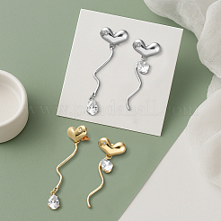 2 пара двухцветных серег-гвоздиков с кисточками из сплава со стразами&nbsp;EJEW-HY0001-07