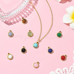 10 шт. 10 стиля смешанных полукруглых подвесок из драгоценных камней&nbsp;G-CJ0001-81