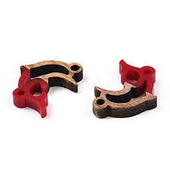 Подвески-соединители из непрозрачной смолы и орехового дерева&nbsp;RESI-N039-46C