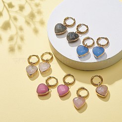 Природных драгоценных камней сердце серьги болтающийся&nbsp;EJEW-JE05068