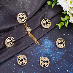 6 шт. прозрачная кубическая циркония луна со звездой брошь-булавка&nbsp;JEWB-BBC0001-02