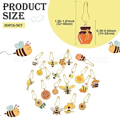 20 шт. эмалированный маркер для застежки-молнии с изображением пчел&nbsp;HJEW-CJ00066