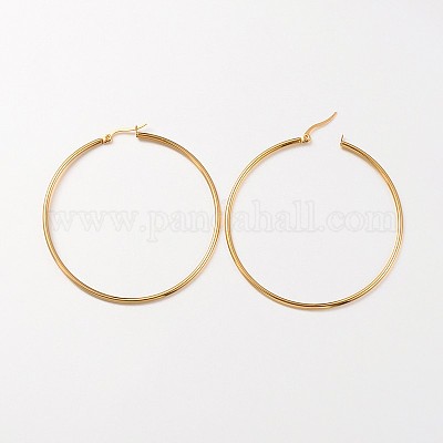 Серьги-кольца из нержавеющей стали 304 с ионным покрытием (IP) EJEW-N0016-11G-K-1