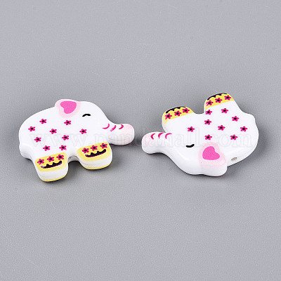 Печатные непрозрачные бусины из смолы&nbsp;RESI-N043-06A-1