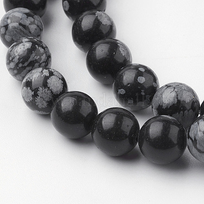 Естественно снежинка обсидиан бусинка нити G-G735-72-8mm-1