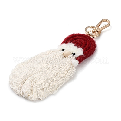 Рождественская тема макраме плетение Санта-Клаус кисточка хлопковая нить брелок FIND-M045-01-1