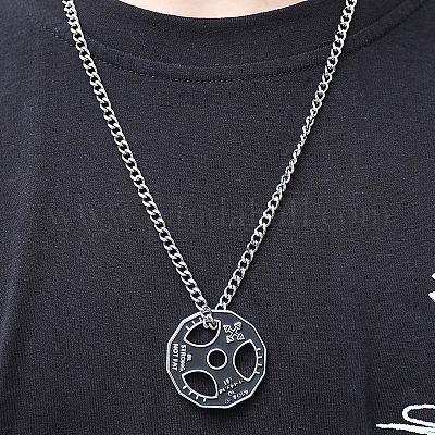 Фитнес-штанга сплав черная эмаль подвеска ожерелья для мужчин&nbsp;FS-WG955E3-01-1