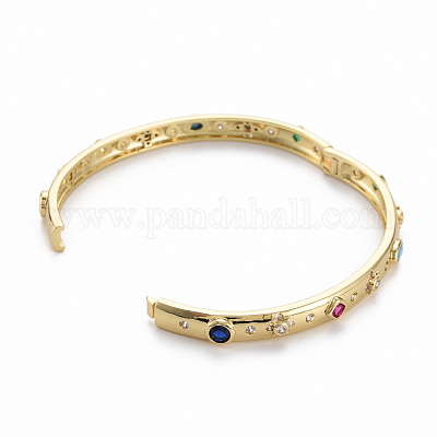 Регулируемые браслеты из латуни с микропаве и кубическим цирконием BJEW-Q700-003-NF-1