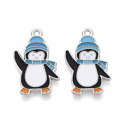 Подвески в виде пингвинов из эмалированного сплава с покрытием для стеллажей&nbsp;ENAM-T024-66A-P-1