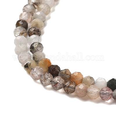 Нити бусин из натурального черного рутилированного кварца&nbsp;LS-G-RM241221-B24-1