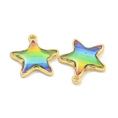 Подвески из непрозрачной смолы цвета радуги KK-M290-04C-G-1