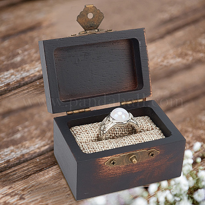 Прямоугольные старинные деревянные ящики для хранения колец&nbsp;CON-WH0087-85A-1