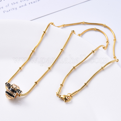 Ожерелье из круглой змеиной цепи из нержавеющей стали 304 с вакуумным покрытием PVD NJEW-S420-009A-G-1