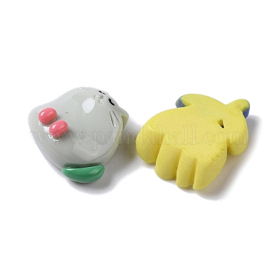 Кабошоны из непрозрачной смолы в виде цветка/улитки/кролика с забавным мультяшным рисунком CRES-P031-B-1