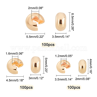 300 шт. 3 латунных крышки для обжимных бусин&nbsp;KK-PH0003-59-1