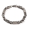 Tarnish Resistant 201 Stainless Steel Column Byzantine Chain Bracelets, with 304 Stainless Steel Clasps, Stainless Steel Color, 9 inch(22.7cm)