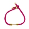 Braided Nylon Cord Bracelet Making, with Brass Findings, Real 18K Gold Plated, Fuchsia, 9-1/2 inch(24cm), Link: 24x4mm