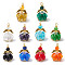 Faceted Glass Pendants, Angel Charm, with Antique Golden Alloy Wing and Golden Iron Loop & Glass Pearl Beads & Glass Seed Beads, Mixed Color, 31x20x20mm, Hole: 2mm