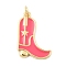 Brass Pendants, Boot/Shoes Charms, with Enamel, Fish Charm, Lead Free & Cadmium Free, Long-Lasting Plated, Rack Plating, Real 18K Gold Plated, Pink, 22x15.5x2mm, Jump Ring: 5x1mm, Inner Diameter: 3mm
