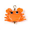 Handmade Lampwork Pendants, Crab Charms, with 304 Stainless Steel Finding, Dark Orange, 22x24x8.5mm, Hole: 2.5mm