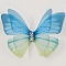 Gradient Color 2-Layer Fibre Tulle Ornament Accessories, 3D Craft Organza Butterfly, with Crystal Rhinestone, Deep Sky Blue, 48~51x35~37x3mm