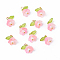 10Pcs Acrylic & Glass Flower Pendants, with Brass Findings, Pink, 14mm, Hole: 2.3mm