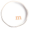 Round Ceramic Jewelry Dish, Jewelry Plate, Storage Tray for Rings, Necklaces, Earring, Letter M, 117~120x17.5mm