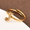 304 Stainless Steel Micro Pave Cubic Zirconia Cuff Open Rings, Letter, Ion Plating(IP), Real 18K Gold Plated, Letter J, 1.5mm, Inner Diameter: 15.6mm