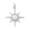 Brass Micro Pave Clear Cubic Zirconia Pendants, Cadmium Free & Lead Free, with ABS Plastic Imitation Pearl, Sun Charms, Platinum, 24x22x5mm, Hole: 4x2mm