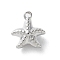 Brass Charms, Cadmium Free & Nickel Free & Lead Free, Starfish, Platinum, 10x9x5mm, Hole: 1mm