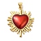 Brass Enamel Pendants, Cadmium Free & Lead Free, Golden, Heart Charms, Red, 30x24x4mm, Hole: 4x5mm