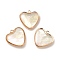 Brass Enamel Pendants, Imitation Shell, Real 14K Gold Plated, Cadmium Free & Lead Free, Heart, 15x15.5x3.5~4.5mm, Hole: 1.5mm