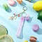 Alloy Enamel Pendants & Milk Tea Resin with Acrylic Cup Pendants Keychains, with Flower PVC Rope Keychains, Lilac, 240mm