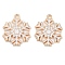 Christmas Theme Barrel Plating Alloy Enamel Pendants, Cadmium Free & Lead Free, Light Gold, Snowflake, 22x18.5x1mm, Hole: 1.6mm