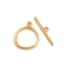 Brass Toggle Clasps, Lead Free & Cadmium Free, Real 24K Gold Plated, Ring: 16x14x2mm, Hole: 1.2mm, Bar: 19x1.6x1mm, Hole: 1.4mm