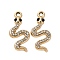 Alloy Rhinestone Pendants, Snake, Golden, 23x11x2.5mm, Hole: 1.6mm