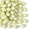 Opaque Acrylic Beads, with Enamel, Hand Drawn Beads, Round, Pale Green, 20x16mm, 60pcs