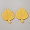 Computerized Embroidery Cloth Self Adhesive Patches, Stick On Patch, Costume Accessories, Appliques, Leaf, Gold, 58~59x42~46x1.5~2mm