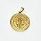 Trendy Necklace Findings Flat Round with San Benito 304 Stainless Steel Pendants, Golden, 33x30x1.5mm, Hole: 6x4mm