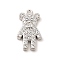 Rack Plating Brass Micro Pave Cubic Zirconia Pendants, Cadmium Free & Lead Free, Long-Lasting Plated, Bear Charm, Platinum, 16x9.5x3mm, Hole: 1.2mm