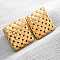 304 Stainless Steel Woven Stud Earrings, Real 18K Gold Plated, Rectangle, 28.5x25.5mm