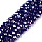 Electroplate Glass Beads Strands, AB Color Plated, Faceted, Rondelle, Blue, 4x3mm, Hole: 0.4mm, about 105~110pcs/strand, 38~39cm