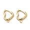 Brass Hoop Earrings Finding, with Horizontal Loop, Heart, Real 18K Gold Plated, 15x12x2.5mm, Hole: 2mm
