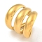 Ion Plating(IP) 304 Stainless Steel Three Layers Wide Open Cuff Ring for Women, Real 18K Gold Plated, Adjustable