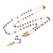 Ion Plating(IP) Crucifix Cross 304 Stainless Steel Rosary Bead Necklaces, with Acrylic Beads, Gray, 19.09 inch(48.5cm)