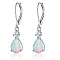 Brass Cubic Zirconia Dangle Earrings, Teardrop, Platinum, Colorful, 33x8mm